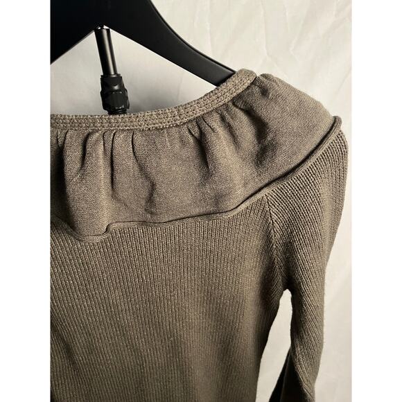 The Limited Taupe Ruffle Front Open Knit Cardigan Sweater Women’s Medium - Picture 5 of 8